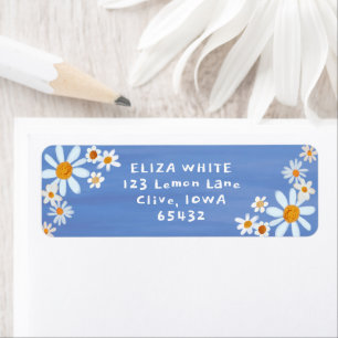 Schattigee Daisies Gouache Custom Blauw Retouradre Etiket