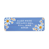 Schattigee Daisies Gouache Custom Blauw Retouradre Etiket (Voorkant)