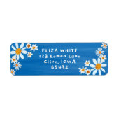 Schattigee Daisies Gouache Custom Blauw Retouradre Etiket (Voorkant)