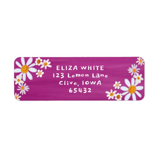 Schattigee Daisies Gouache Custom Fuchsia Retourad Etiket (Voorkant)