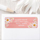 Schattigee Daisies Gouache Custom Roze Retouradres Etiket (Insitu)