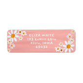 Schattigee Daisies Gouache Custom Roze Retouradres Etiket (Voorkant)