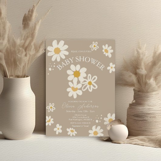 Schattigee Daisies Retro Boho Baby shower Kaart