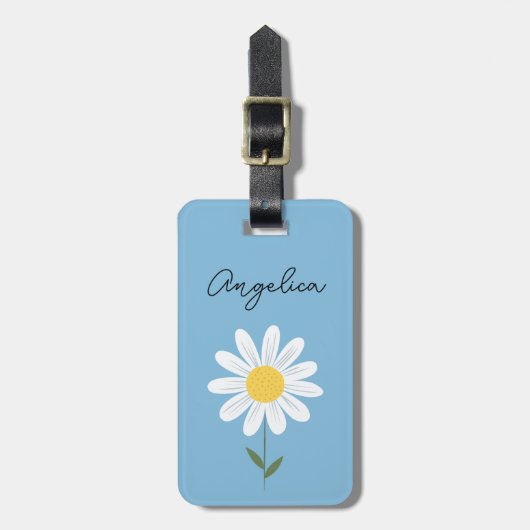 Schattigee Daisy Bloemen Charm Aangepaste tekst Bagagelabel (Voorkant verticaal)