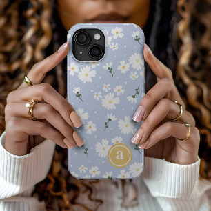 Schattigee Daisy Bloemen Custom Monogram iPhone 15 Case