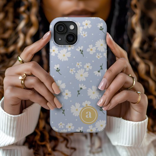 Schattigee Daisy Bloemen Custom Monogram Case-Mate iPhone Case