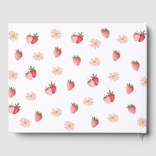 Schattigee Daisy en Aardbei Eerste Verjaardag Gastenboek (Achterkant)