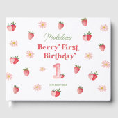 Schattigee Daisy en Aardbei Eerste Verjaardag Gastenboek (Voorkant)