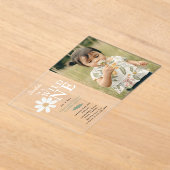 Schattigee Daisy Flower 1st Birthday Girl Wild One Acryl Uitnodigingen (Laagn)