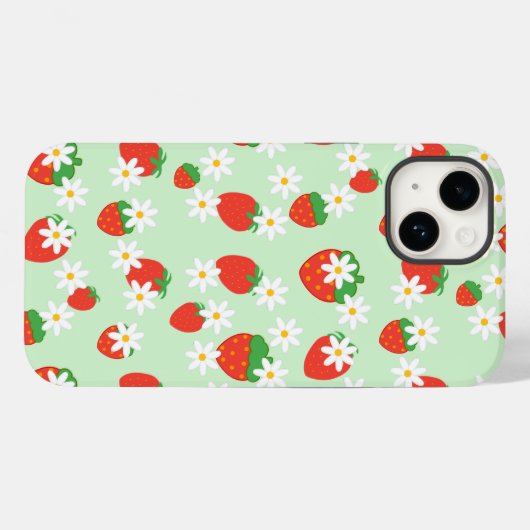 Schattigee Daisy Flower aardbeien kerstpatroon Case-Mate iPhone Case (Achterkant (horizontaal))