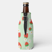 Schattigee Daisy Flower aardbeien kerstpatroon Flesjeskoeler (Fles Achterkant)