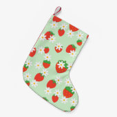 Schattigee Daisy Flower aardbeien kerstpatroon Kleine Kerstsok (Voorkant (Hangend))