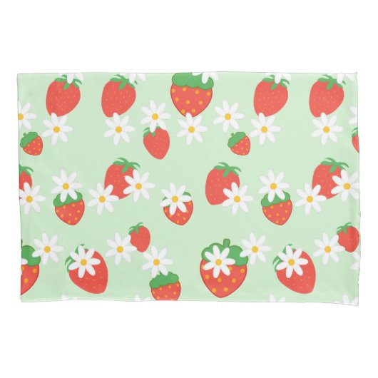 Schattigee Daisy Flower aardbeien kerstpatroon Kussensloop (Voorkant)