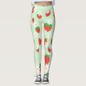 Schattigee Daisy Flower aardbeien kerstpatroon Leggings (Voorkant)