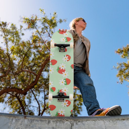 Schattigee Daisy Flower aardbeien kerstpatroon Persoonlijk Skateboard (Buiten 1)