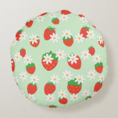 Schattigee Daisy Flower aardbeien kerstpatroon Rond Kussen (Achterkant)