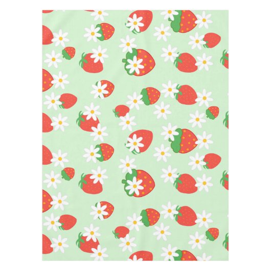 Schattigee Daisy Flower aardbeien kerstpatroon Tafelkleed (Voorkant)