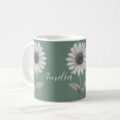 Schattigee Daisy Flower Boho Green Koffiemok (Voorkant links)