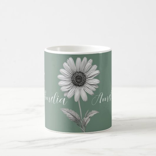 Schattigee Daisy Flower Boho Green  Koffiemok (Center)