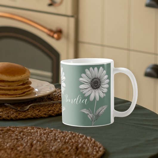 Schattigee Daisy Flower Boho Green Koffiemok