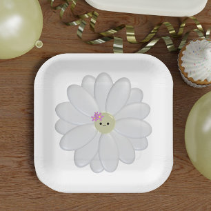 Schattigee Daisy Flower Face White Paper Borden Papieren Bordje