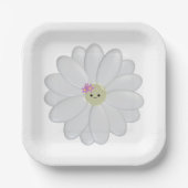 Schattigee Daisy Flower Face White Paper Borden Papieren Bordje (Voorkant)