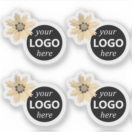 Schattigee Daisy Flower Zonnebloem met Logo of Afb Sticker (Voorkant)