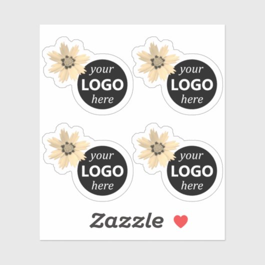 Schattigee Daisy Flower Zonnebloem met Logo of Afb Sticker (Vel)