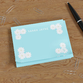 Schattigee Daisy Flowers Aqua Blue Post it Notes