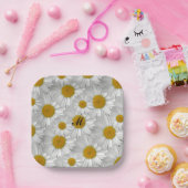 Schattigee Daisy Flowers met naam Monogram Papieren Bordje (Feest)