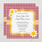 Schattigee Daisy op Carmine Red Gingham; Geruit Kaart (Voorkant / Achterkant)