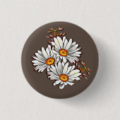 Schattigee Daisy Wildflowers Patroon Brons Ronde Button 3,2 Cm (Voorkant)