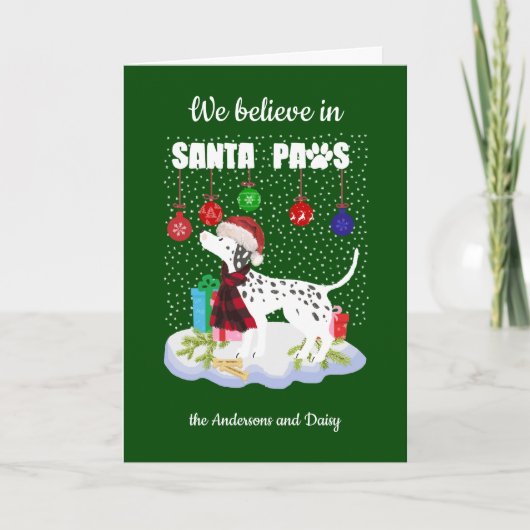 Schattigee Dalmatiër gelooft kerstman Feestdagen Kaart (Voorkant)