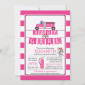 Schattigee Dalmatische Brandweerwagen Baby shower  Kaart (Voorkant)