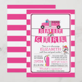 Schattigee Dalmatische Brandweerwagen Baby shower Kaart (Voorkant / Achterkant)