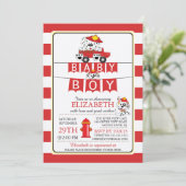 Schattigee Dalmatische Brandweerwagen Baby shower Kaart (Staand voorkant)