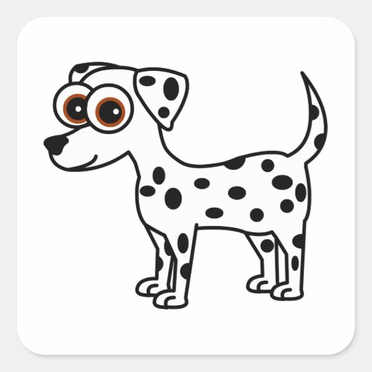 Schattigee Dalmatische Cartoon Plein Vierkante Sticker (Voorkant)