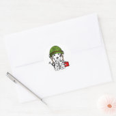 Schattigee Dalmatische Hond Dragen legerhelm Ronde Sticker (Envelop)