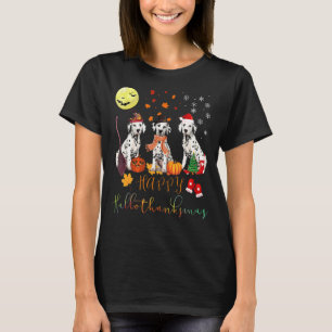 Schattigee Dalmatische Hond Gelukkig Hallothanksma T-shirt
