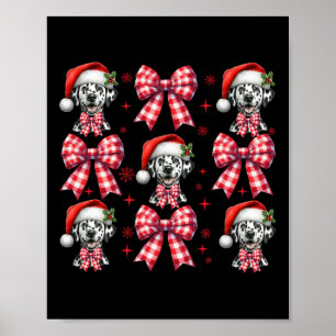 Schattigee Dalmatische Hond Red Plaid Coquette Bow Poster