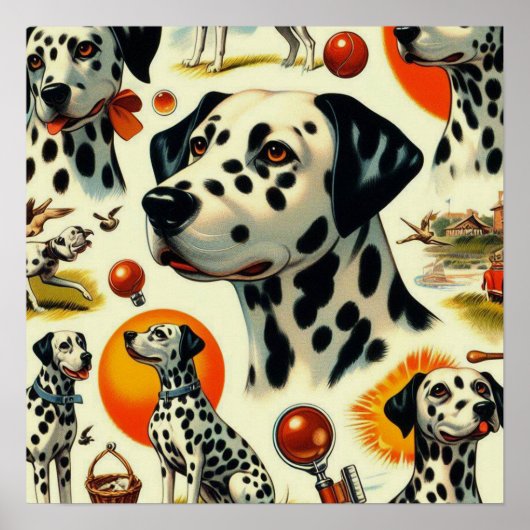 Schattigee Dalmatische naadloos Poster (Voorkant)