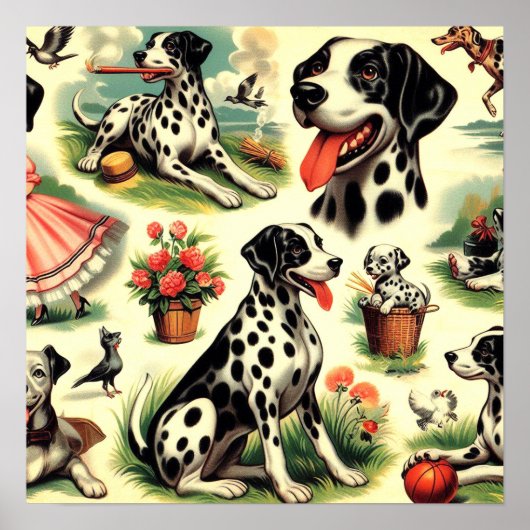  Schattigee Dalmatische naadloos Poster (Voorkant)