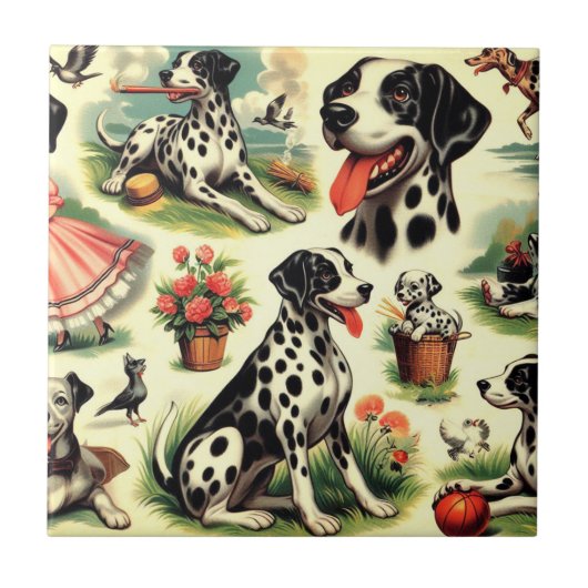 Schattigee Dalmatische naadloos Tegeltje (Voorkant)