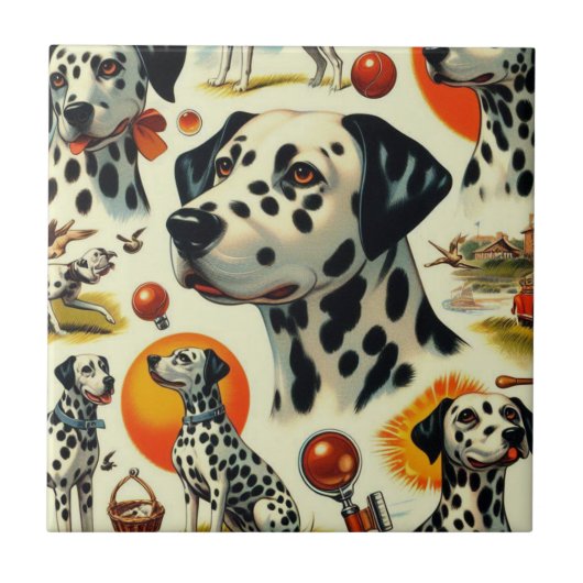 Schattigee Dalmatische naadloos Tegeltje (Voorkant)