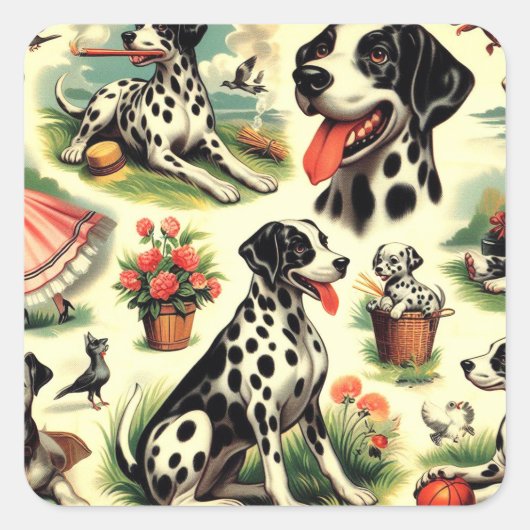  Schattigee Dalmatische naadloos Vierkante Sticker (Voorkant)