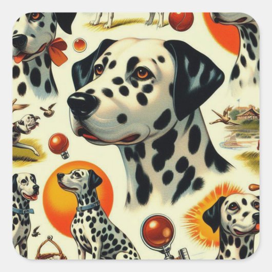 Schattigee Dalmatische naadloos Vierkante Sticker (Voorkant)
