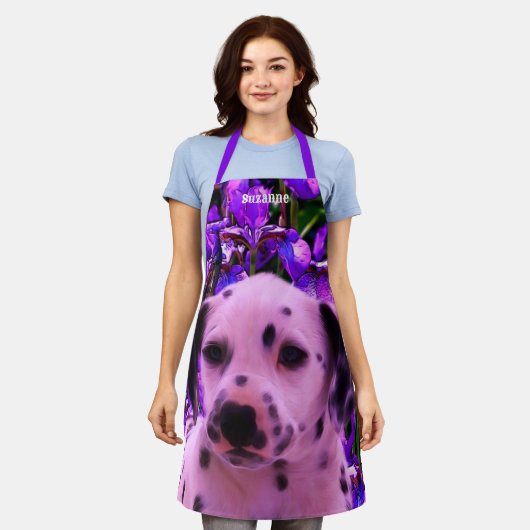 Schattigee Dalmatische Puppy Dog gepersonaliseerd Schort (Gedragen)