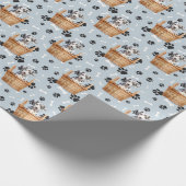 Schattigee Dalmatische Puppy in Basket Paw Print Cadeaupapier (Hoek)