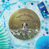 Schattigee Dalmatische puppy in madeliefjes Papieren Bordje (Feest)