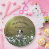 Schattigee Dalmatische puppy in madeliefjes Papieren Bordje (Feest)